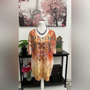 Liz & Me Collectors Series Women’s Top Blouse Geometric Size 1XL Short sleeve